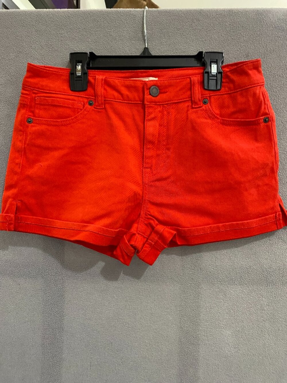 Copper Key Bright Orange Denim Shorts Size 16 Cotton Stretch Summer Shorts